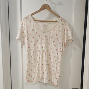 Cream and Pink Short Sleeve Tee